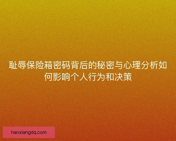 耻辱保险箱密码背后的秘密与心理分析如何影响个人行为和决策