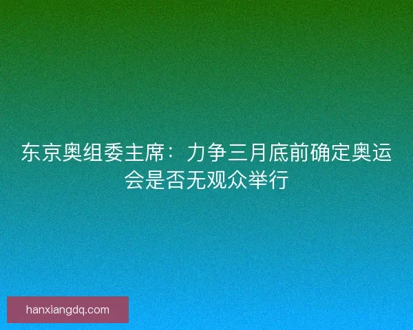 东京奥组委主席：力争三月底前确定奥运会是否无观众举行