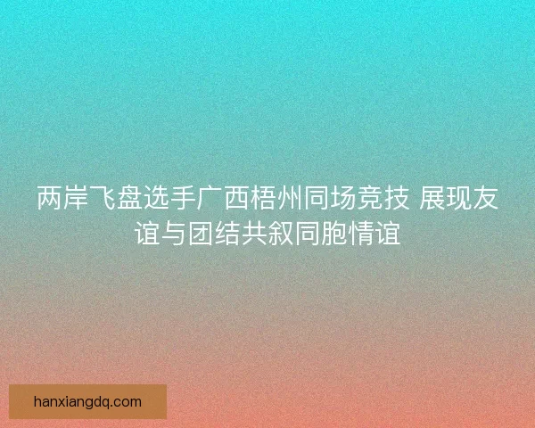 两岸飞盘选手广西梧州同场竞技 展现友谊与团结共叙同胞情谊